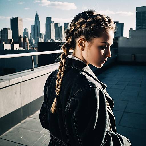 Crown Braid on Urban Fashion Rooftop