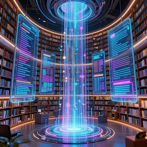 Futuristic Digital Library Concept Art