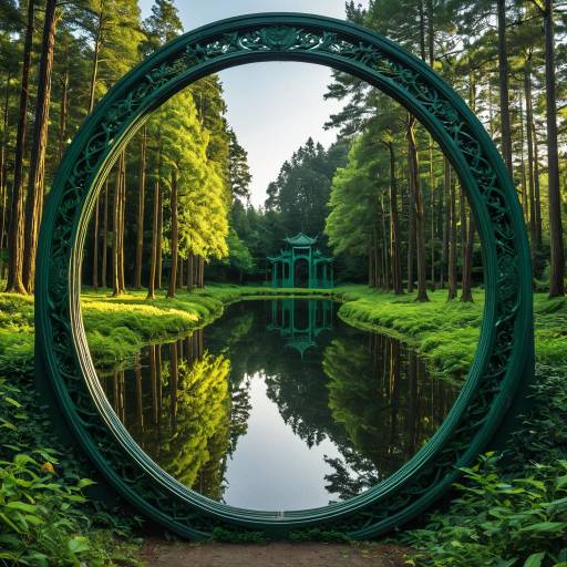 Majestic Lake Through Art Nouveau Gateway