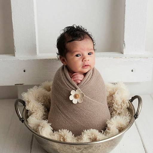 Newborn Girl in Taupe Swaddle