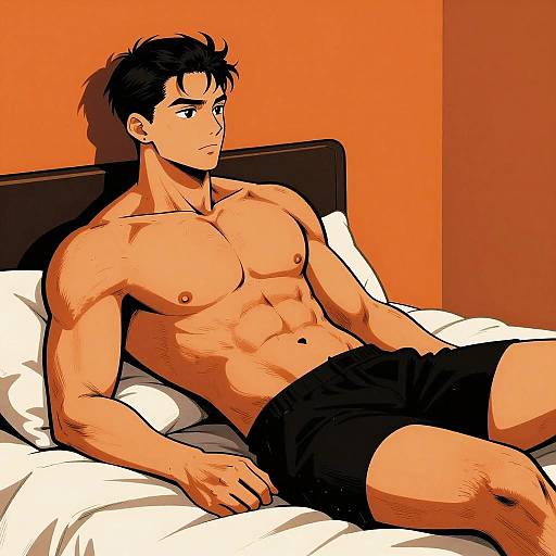 Bold Graphic Art of a Muscular Man