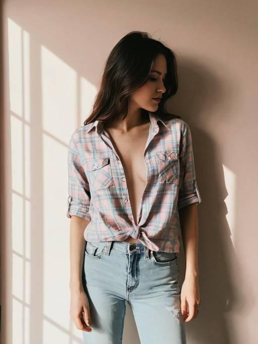 Casual Chic in Pastel Plaid Outfit