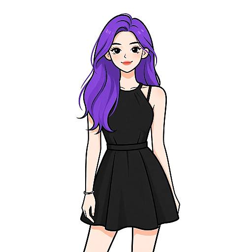 Smiling Woman in Minimalist Black Dress