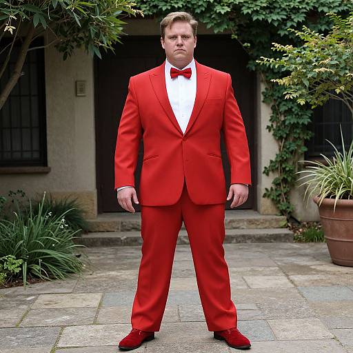 Man in Red Suit with Poison Ivy Costume
