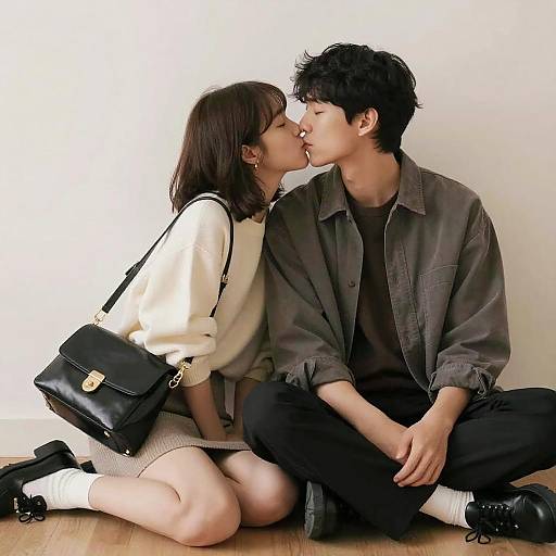 Sweet Indoor Couple Sitting Close