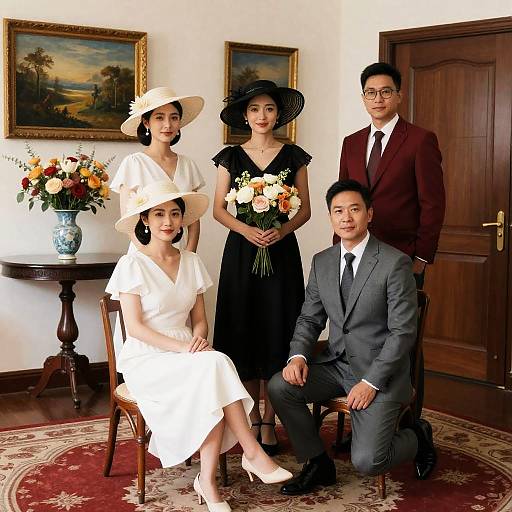 Elegant Group Portrait with Floral Accents