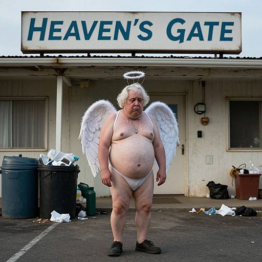 Dejected Angel at Rundown Motel