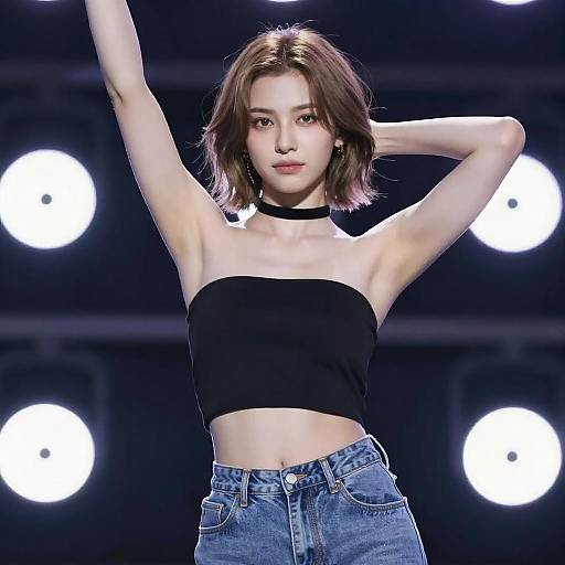 Confident Young Woman in Stage Lights