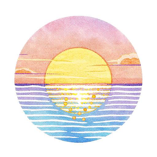 Retro Halftone Sunset Illustration