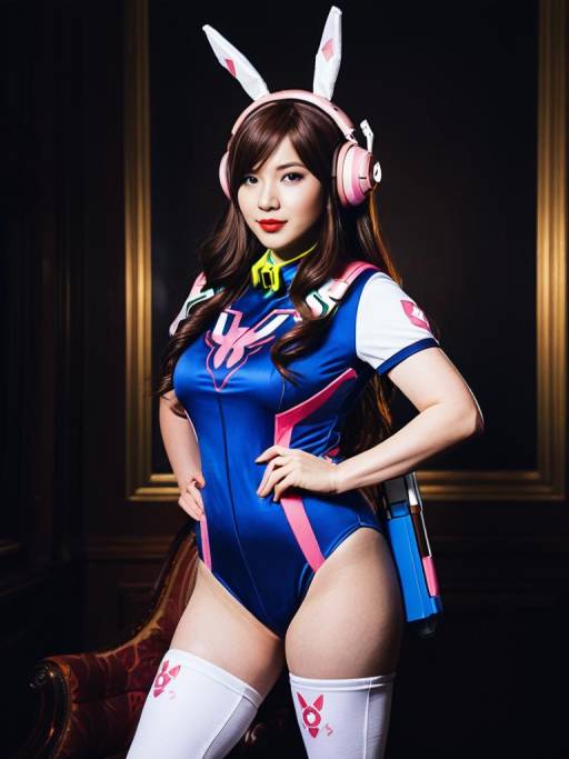 Realistic D.Va Cosplay Photo of Woman