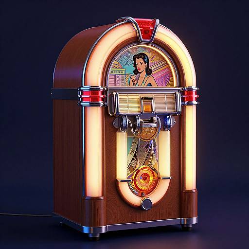 Vibrant 3D Neon Retro Jukebox