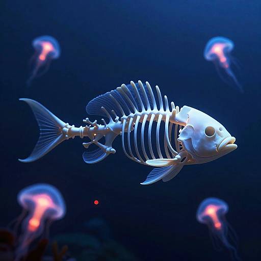 Bioluminescent Fishbone in Deep Ocean