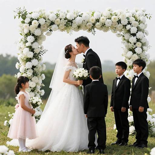 Romantic Wedding Scene with Children