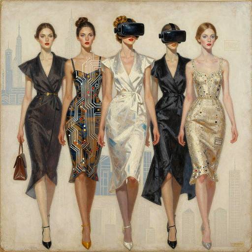 Futuristic Fashion Models with VR and Circuit Dress