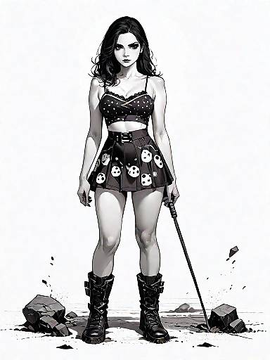 Grunge Houndstooth Crop Top Outfit