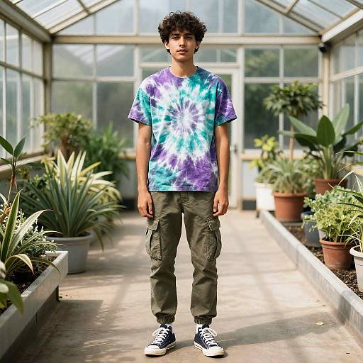 Young Botanist on Sunlit Rooftop Greenhouse