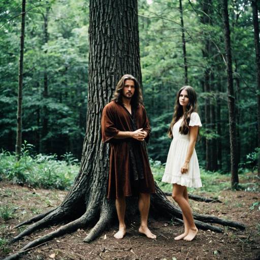 Man and Woman in Forest Costumes