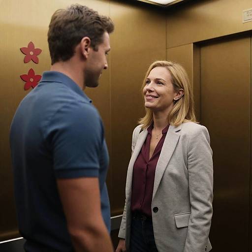 Elevator Encounter: A Captivating Moment