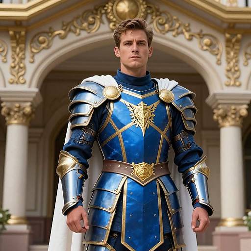 Heroic Male in Blue and Gold Armor