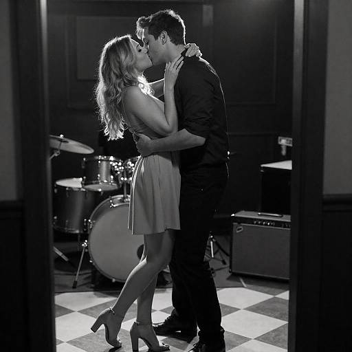 Intimate Kiss in a Music Room