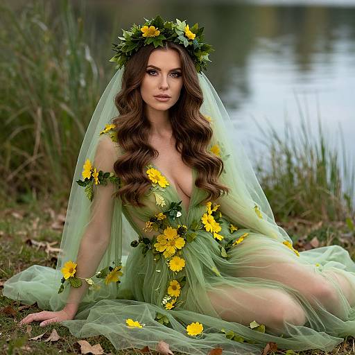 Ethereal Woman by Calm Lake