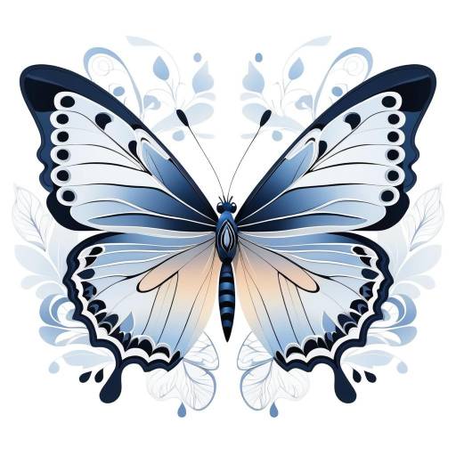 Blue Detailed Butterfly Illustration