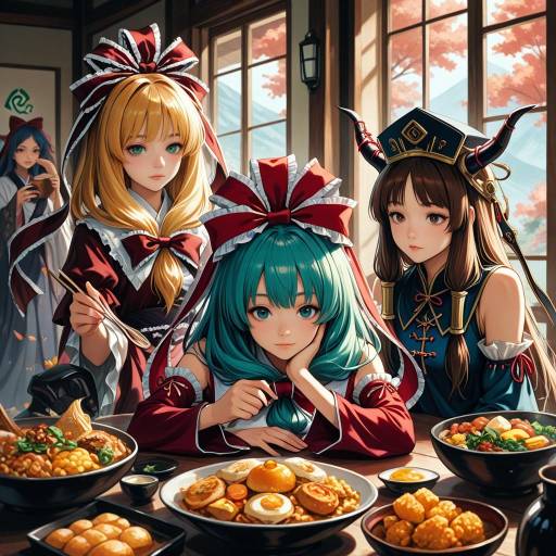 Six Girls in Colorful Food Adventure