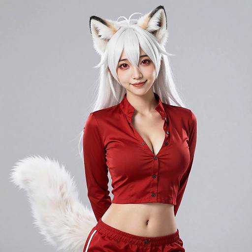 White Arctic Fox Furry with Horns