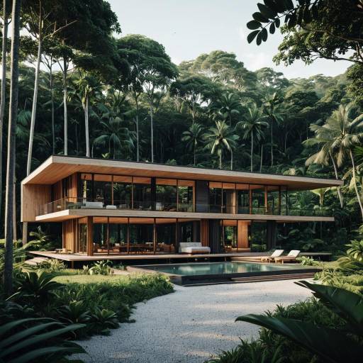 Modern Cabin in Tropical Forest
