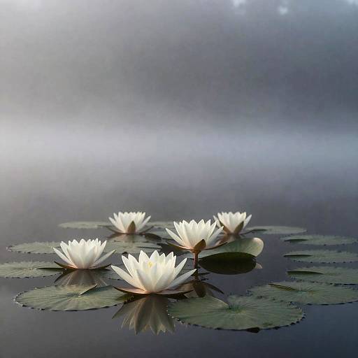 Misty Water Lily Pond at Dawn