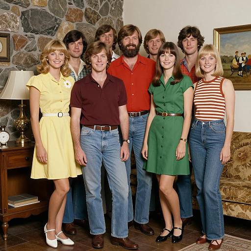 1970s Casual Group Portrait Indoors