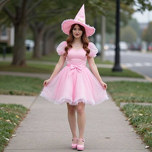 Woman in Pink Witch Costume