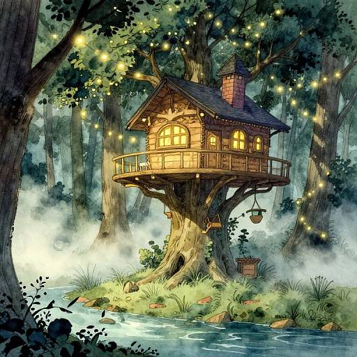 Enchanted Treehouse City Fantasy