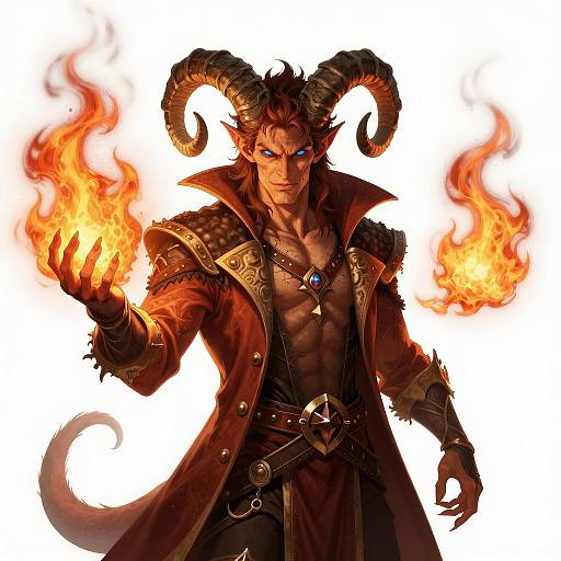 Handsome Tiefling Demon with Curly Horns