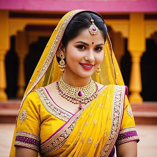 Indian Bride in Yellow Saree