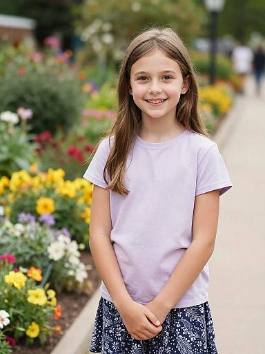Sunlit Garden Portrait of Young Girl