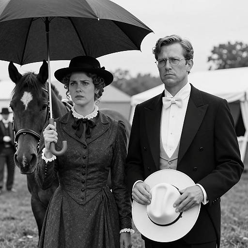 Vintage Black-and-White Couple Portrait