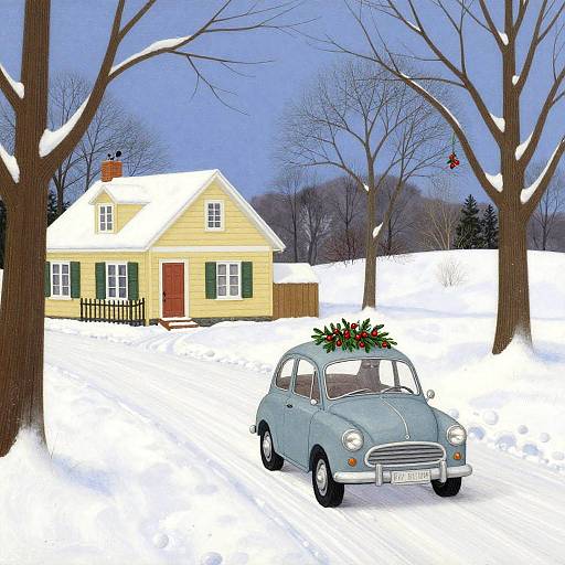 Snowy Road with Mistletoe House