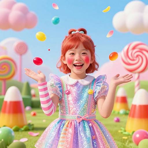 Joyful Candy Girl in Magical Garden
