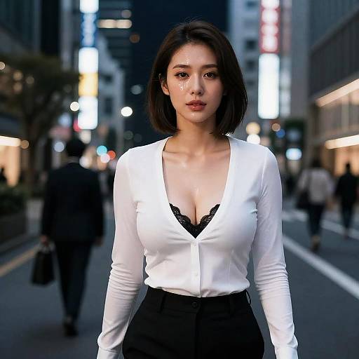 Seductive Businesswoman in Tokyo Night