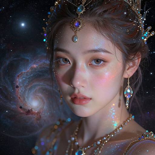 Ethereal Cosmic Portrait of Woman