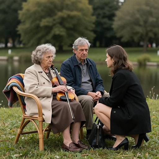 Three Generations by the Serene Lake