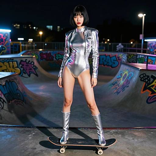 Neon Night Skate Park Fashion Shot