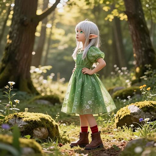 Graceful Elf in Enchanted Forest