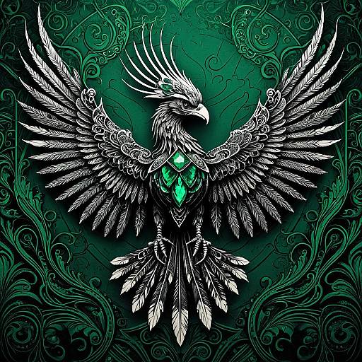 Intricate Gothic Phoenix with Mechanical Wings