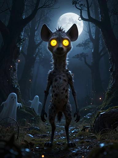 Spooky Stylized Hyena in Gothic Forest