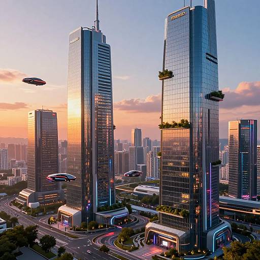 Futuristic Cityscape with Green Architecture