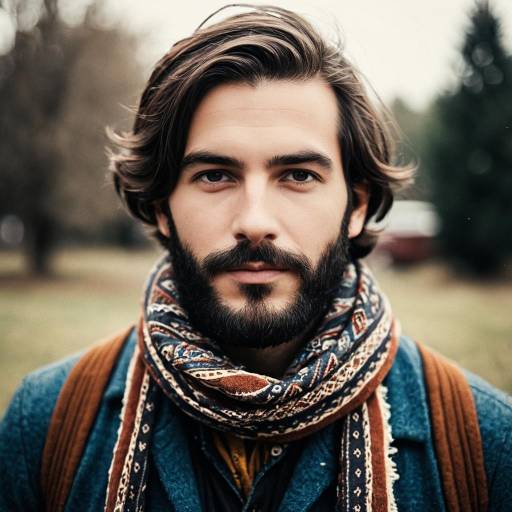 Stylish Man with Bohemian Look Outdoors