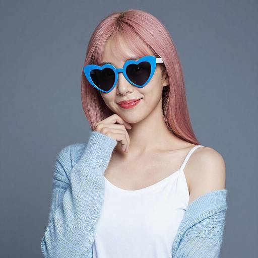Stylish Asian Woman with Pink Hair