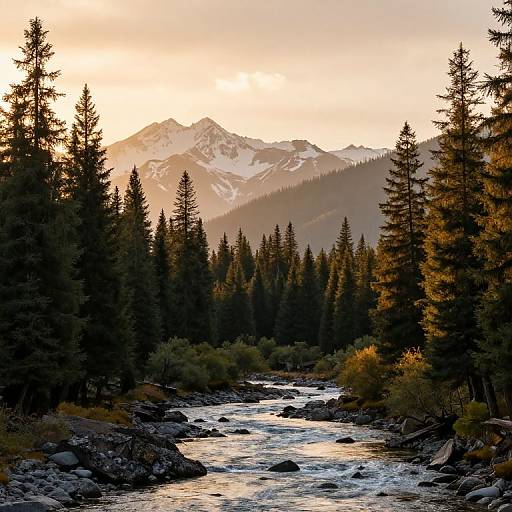 Serene Mountainous Sunset Landscape